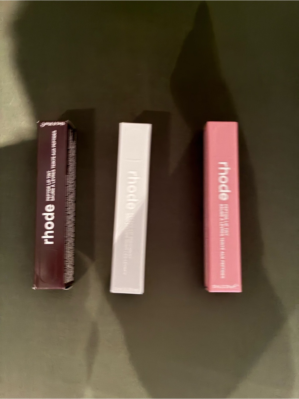 rhode Matte lip gloss Lipstick Trio - Pink, White, Dark Plum set